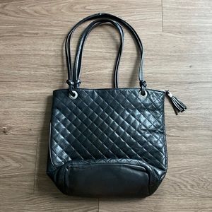 Black quilted styled tote purse
